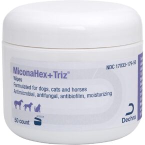 MiconaHex+Triz Wipes, 2.25" round for Dogs, Cats and Horses, 50 count jar in Kuwait