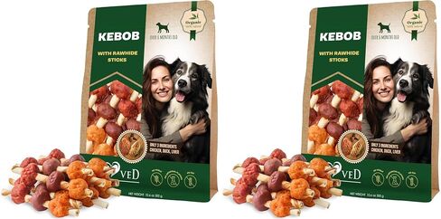 Beloved Pets Dog Treats Rawhide Kabobs with Duck & Chicken Human Grade Meat 10.6 Oz - All Natural & Dried Snacks - Grain Free Long Lasting Chews for Large & Small Dogs - Best Sticks for Training in Kuwait