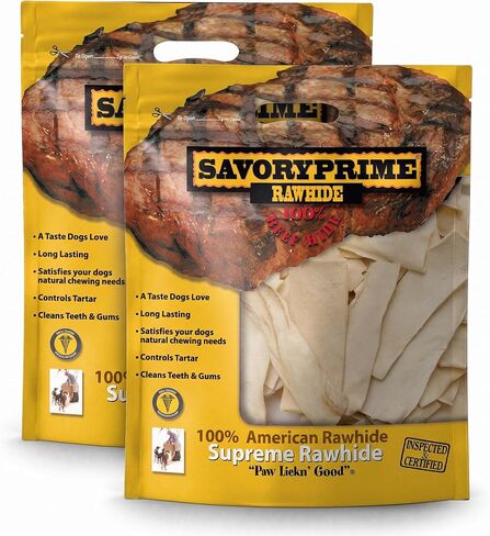 Savory Prime 100% American Beef Rawhide Chips, All-Natural Treat W/ No Preservatives, Chemicals, Or Additives, Satisfy The Urge To Chew & Promote Dental Health, 2Lb Resealable Bag (Natural Flavor) in Saudi Arabia