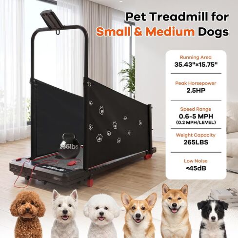 Dog Treadmill for Small & Medium Dogs, Quiet 2.5HP Motor Doggy Treadmill with Remote & LED, Shake and 0-2% Incline, Indoor Pet Exercise Treadmill for Dogs Up to 265lbs in Saudi Arabia