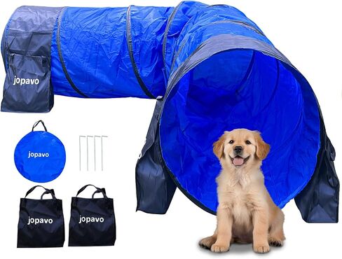 Dog Agility Training Equipment Tunnel:JOPAVO 10 Foot Agility Tunnel with 2 Pack Sandbags, Carry Bag and 4 Ground Spikes.Ideal Agility Equipment for Dog Obstacle Course,Exercise&Park in Kuwait