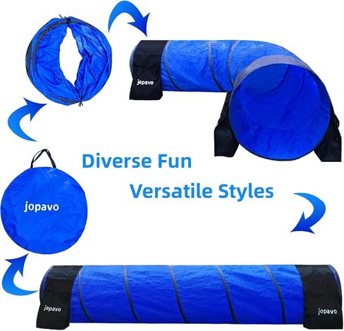 Dog Agility Training Equipment Tunnel:JOPAVO 10 Foot Agility Tunnel with 2 Pack Sandbags, Carry Bag and 4 Ground Spikes.Ideal Agility Equipment for Dog Obstacle Course,Exercise&Park in Kuwait