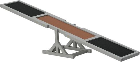 Pawhut Wooden Dog Agility Agesaw للتدريب والتمرين ، لعبة Game Game Toy ، مستلزمات الحيوانات الأليفة المقاومة للطقس ، 71 "L x 12" W × 12 "H ، Gray in Kuwait