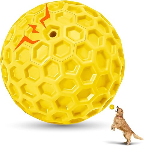 2 Pack Indestructible Squeaky Dog Balls for Aggressive Chewers, Interactive Dog Toys for Teething, Relieving Anxiety. Chew Toy for Large, Medium Breeds, Outdoor Rubber Balls. in Kuwait
