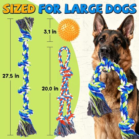 Tough Dog Toys for Aggressive Chewers – 3 Pack Tough Chew Toys for Large Dogs, Strong Rope Toys Ideal for Tug-of-War & Teeth Cleaning in Saudi Arabia