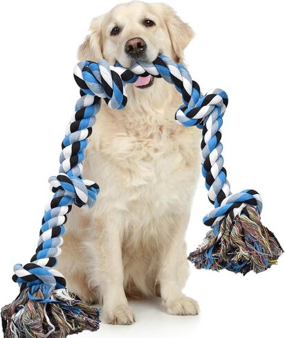 LECHONG Dog Toys for Aggressive Chewers Tough Rope Chew Toys for Large and Medium Dog 3 Feet 5 Knots Indestructible Cotton Rope for Large Breed Dog Tug of War Dog Toy Teeth Cleaning in Saudi Arabia