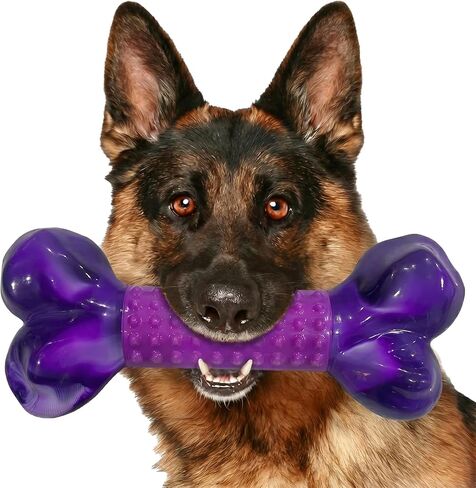 Tough Dog Toys for Aggressive Chewers: Beef Flavored Long Lasting Dog Bones for Large Dogs, Indestructible Dog Chew Toys to Keep Them Busy, Large Dog Toys for Medium & Large Breed, Red in Kuwait