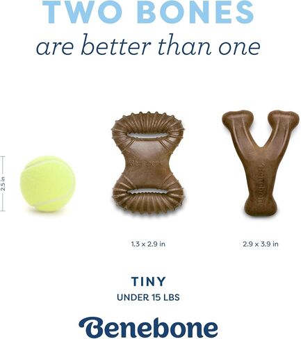 Benebone Puppy 2-Pack Dental Chew/Wishbone Dog Teething Toys, Bacon, Small in Kuwait