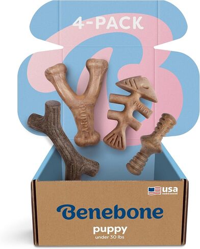 Benebone Puppy 2-Pack Dental Chew/Wishbone Dog Teething Toys, Bacon, Small in Kuwait