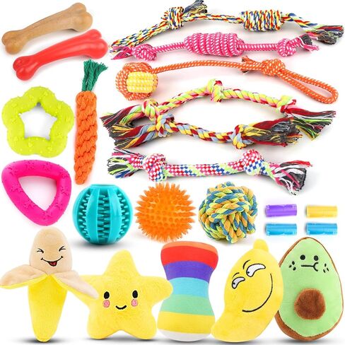 LOYEE Dog Squeaky Toys 8 Pack, Puppy Plush Squeaky Toys for Medium Small Dogs, Cute Pet Toys Stuffed Puppy Chew Toys for Teething, Interactive Toys Set for Puppy Supplies in Saudi Arabia