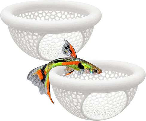 Joyeee 2Pcs Floating Betta Hammock & Shrimp Shelter, Beta Hide Cave and Resting Spot, Fish Feeding Rings, Safe Aquarium Decor(White, 10 * 5.6cm) in Saudi Arabia