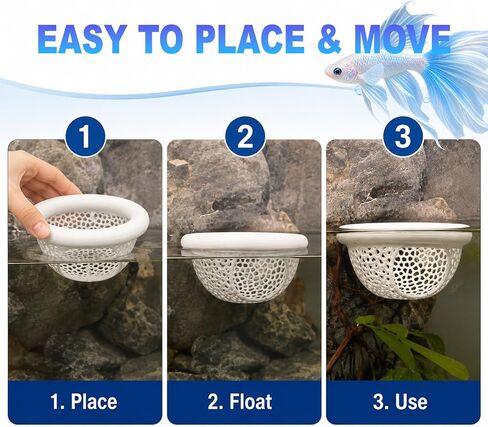 Joyeee 2Pcs Floating Betta Hammock & Shrimp Shelter, Beta Hide Cave and Resting Spot, Fish Feeding Rings, Safe Aquarium Decor(White, 10 * 5.6cm) in Saudi Arabia
