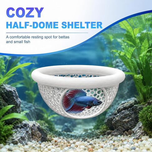 Joyeee 2Pcs Floating Betta Hammock & Shrimp Shelter, Beta Hide Cave and Resting Spot, Fish Feeding Rings, Safe Aquarium Decor(White, 10 * 5.6cm) in Saudi Arabia