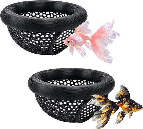Joyeee 2Pcs Floating Betta Hammock & Shrimp Shelter, Beta Hide Cave and Resting Spot, Fish Feeding Rings, Safe Aquarium Decor(Black, 7 * 4cm) in Saudi Arabia
