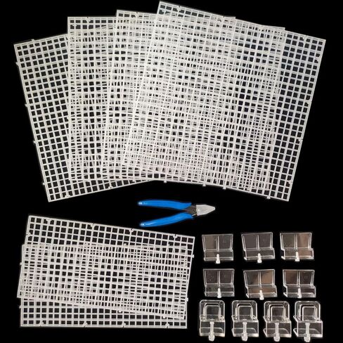 Aquarium Cover Kit, 6 Customizable Plastic Grid Aquarium Lid with 0.35Inch Hole, 10 Clips & Cutter, Fish Tank Hood Terrarium Turtle Tank Top Cover Jump Guard for Most Tanks in Kuwait