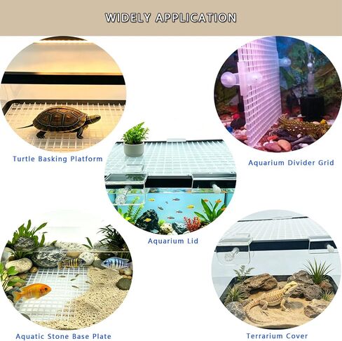 Aquarium Cover Kit, 6 Customizable Plastic Grid Aquarium Lid with 0.35Inch Hole, 10 Clips & Cutter, Fish Tank Hood Terrarium Turtle Tank Top Cover Jump Guard for Most Tanks in Kuwait