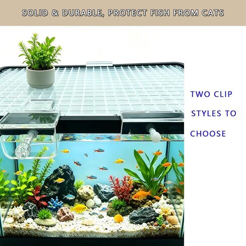 Aquarium Cover Kit, 6 Customizable Plastic Grid Aquarium Lid with 0.35Inch Hole, 10 Clips & Cutter, Fish Tank Hood Terrarium Turtle Tank Top Cover Jump Guard for Most Tanks in Kuwait