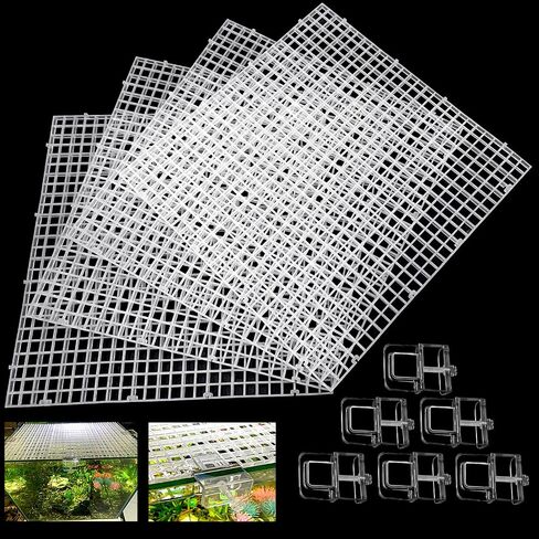 4 Aquarium lid Hood Fish Tank top Cover Terrarium lid Plastic Grid Panel Egg Crate Grate 6 Aquarium Glass Cover Board Clip in Saudi Arabia