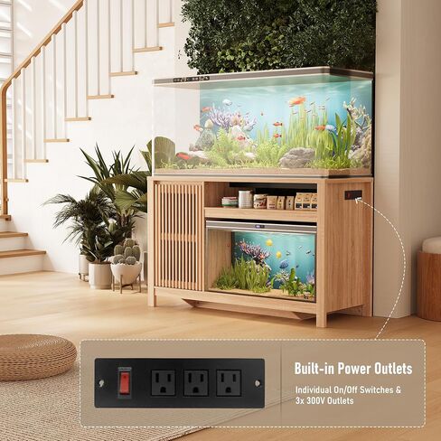 INNOD 55-75 Gallon Fish Tank Stand with Power Outlet, Aquarium Stand with Cabinet, Heavy Duty Reptile Tank Stand Table for Fish Accessories Storage for Reptile Tank, Turtle, Reptil Terrarium in Kuwait