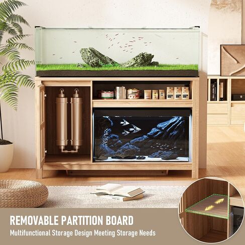 INNOD 55-75 Gallon Fish Tank Stand with Power Outlet, Aquarium Stand with Cabinet, Heavy Duty Reptile Tank Stand Table for Fish Accessories Storage for Reptile Tank, Turtle, Reptil Terrarium in Kuwait