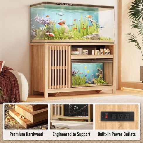 INNOD 55-75 Gallon Fish Tank Stand with Power Outlet, Aquarium Stand with Cabinet, Heavy Duty Reptile Tank Stand Table for Fish Accessories Storage for Reptile Tank, Turtle, Reptil Terrarium in Kuwait