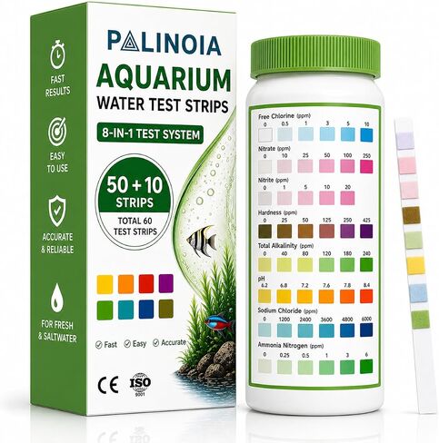 Palinoia 8-in-1 Aquarium Water Test Strips, 60 Count in Kuwait