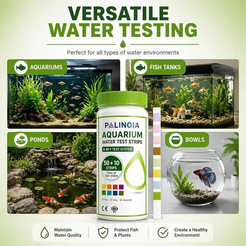 Palinoia 8-in-1 Aquarium Water Test Strips, 60 Count in Kuwait