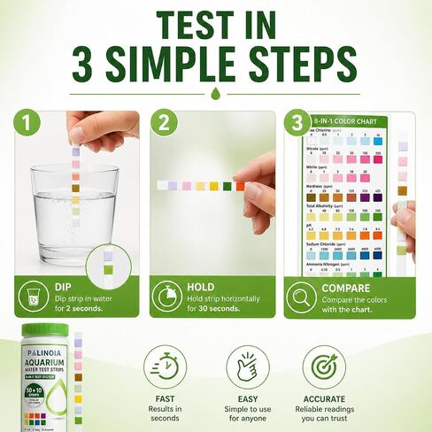 Palinoia 8-in-1 Aquarium Water Test Strips, 60 Count in Kuwait