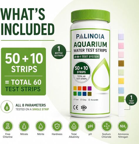 Palinoia 8-in-1 Aquarium Water Test Strips, 60 Count in Kuwait