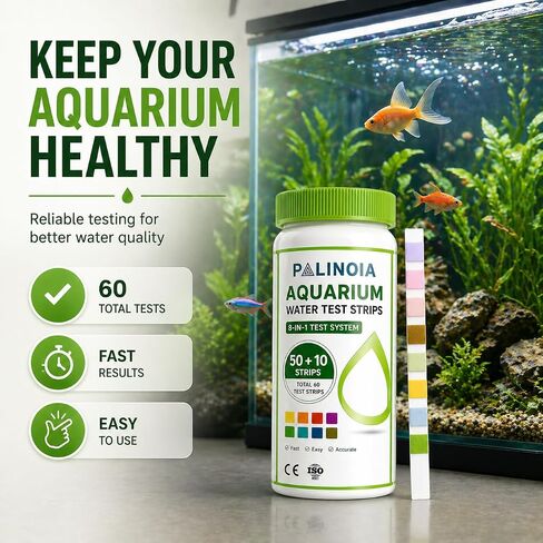 Palinoia 8-in-1 Aquarium Water Test Strips, 60 Count in Kuwait