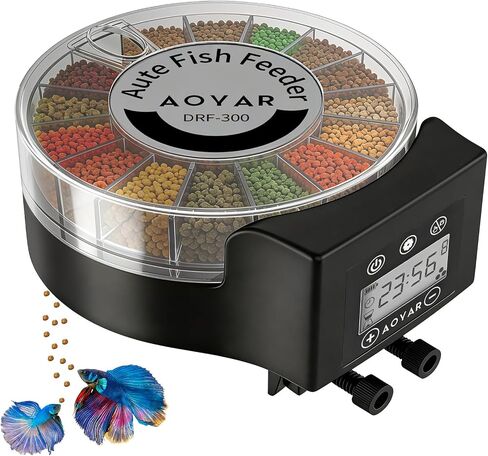 Automatic Fish Feeder Dispenser for Aquarium: 200ml Large Capacity Auto Feeders for Small Tank Turtle Betta Koi - Battery Food Feeding Timer for Flakes Pellet Vacation Weekend Day in Saudi Arabia