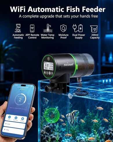 WiFi Automatic Fish Feeder for Aquarium with Temperature Monitoring in Kuwait