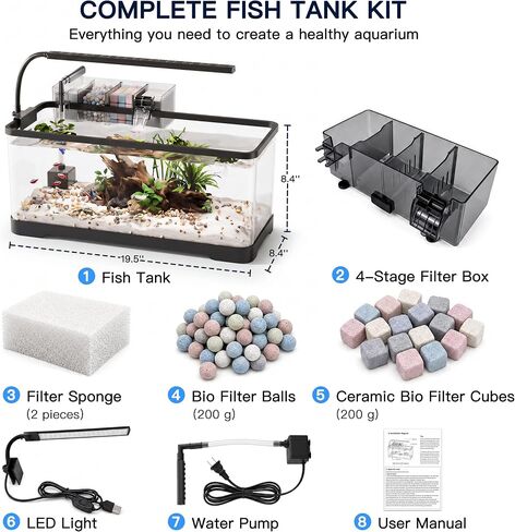 6 Gallon Betta Fish Tank, 7 in 1 Aquarium Starter Kits, Fish Tank in Saudi Arabia