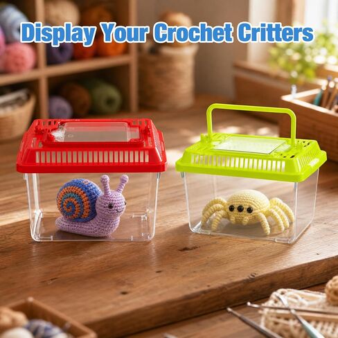 25pcs Plastic Reptile Terrariums 5.1×3.5×3.5in Carrier Cage 5 Colors Lid in Kuwait