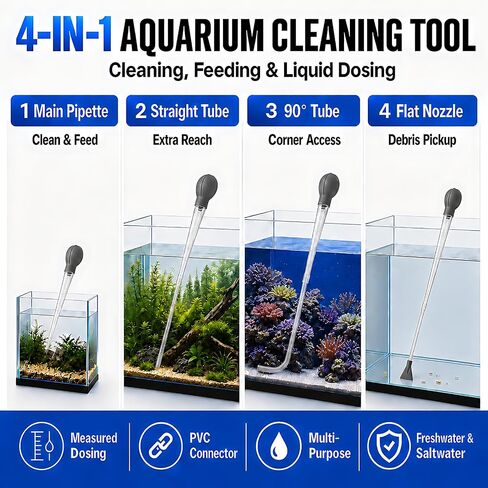 AREPK Aquarium Turkey Baster, 4-in-1 Spot Cleaner and Coral Feeder, 21.6 in in Saudi Arabia