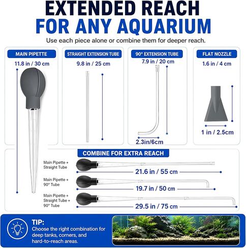 AREPK Aquarium Turkey Baster, 4-in-1 Spot Cleaner and Coral Feeder, 21.6 in in Saudi Arabia