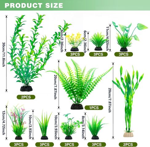 Ameliade Aquarium Artificial Plastic Plants Large Fish Tank Decor, 26PCS in Kuwait