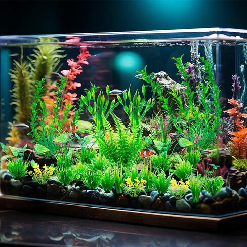 Ameliade Aquarium Artificial Plastic Plants Large Fish Tank Decor, 26PCS in Kuwait