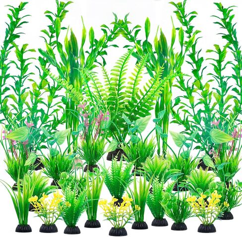 Ameliade Aquarium Artificial Plastic Plants Large Fish Tank Decor, 26PCS in Kuwait