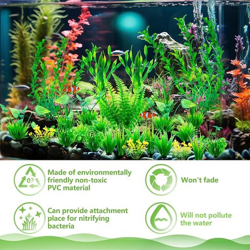 Ameliade Aquarium Artificial Plastic Plants Large Fish Tank Decor, 26PCS in Kuwait