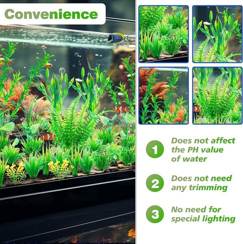 Ameliade Aquarium Artificial Plastic Plants Large Fish Tank Decor, 26PCS in Kuwait