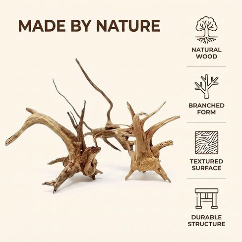 2Pcs Aquarium Driftwood Branches Natural Wood Reptiles Trunk Wood Fish Tank Decoration Plant Stump Ornament Landscaping, Fish Tank Decoration, 8-10cm in Kuwait