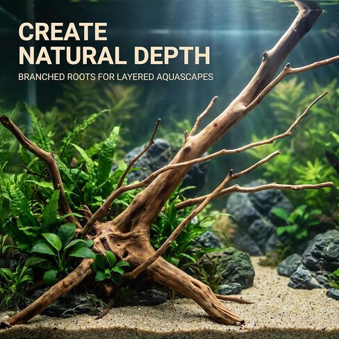 2Pcs Aquarium Driftwood Branches Natural Wood Reptiles Trunk Wood Fish Tank Decoration Plant Stump Ornament Landscaping, Fish Tank Decoration, 8-10cm in Kuwait
