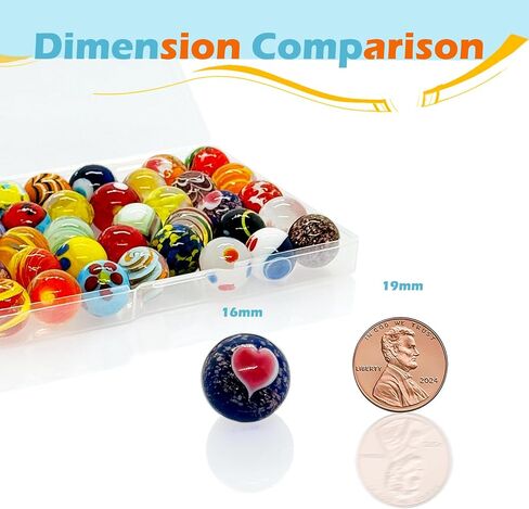 Taken All 16mm 38 Pcs Glass Marbles Bulk,0.6" Handmade Colorful Assorted Marbles for Kids Marble Run Games DIY Crafts Home Decor Vase Fillers Aquarium Landscaping Party Favors for Kids Aged 6+ in Saudi Arabia