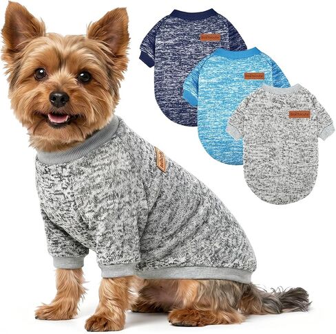 3 Pack Dog Sweaters for Small Dogs Girl Boy Winter Fleece Clothes Warm Soft Dog Sweatshirt Outfit for Dogs Cats Pet Apparel in Saudi Arabia