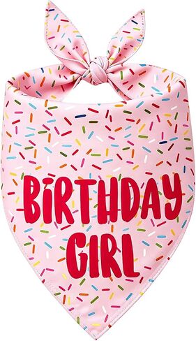 Birthday Girl Dog Bandanas 1 Pack, Pink Donut Theme Dog Scarfs Bibs, Triangle Reversible Pet Scarves for Birthday Girl Handkerchief for Small Medium Large Dogs (Pink, Large) in Saudi Arabia