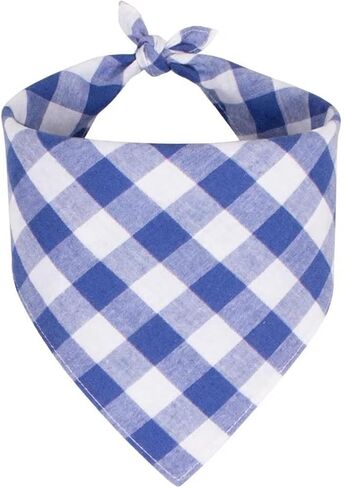 Cotton Linen Dog Bandana 1 Pack, Brown Khaki Gingham Dog Scarf, Large in Saudi Arabia