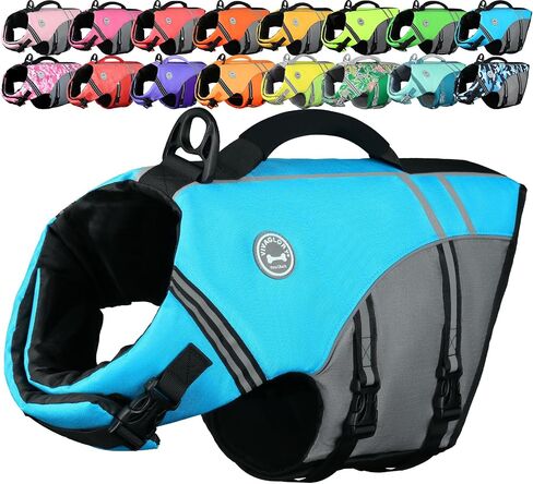 VIVAGLORY Dog Life Vest Sports Style Dog Swim Vest, M, Blue in Saudi Arabia