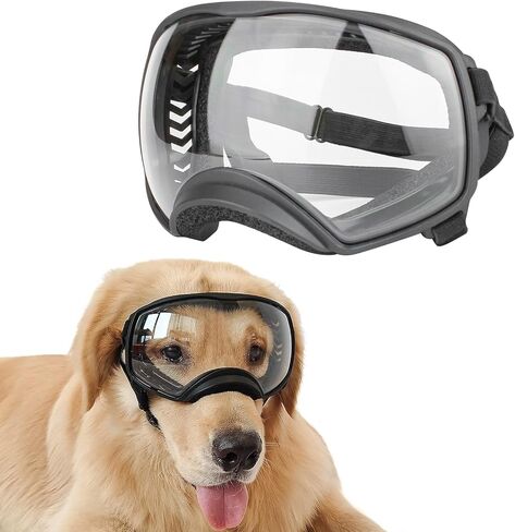 NAMSAN Clear Dog Goggles for Large Dogs, Dog Sunglasses Large Breed, Driving Dog Eye Protection Glasses, Windproof Dustproof, Adjustable, Transparent in Saudi Arabia