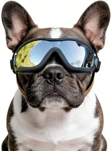 NAMSAN Medium Clear Dog Goggles Eye Protection, Dog Sun Glasses Small Medium Breed UV Protection, Dog Sunglasses for Driving Cycling Windproof Dustproof, Adjustable, Easy to Wear, Transparent in Saudi Arabia